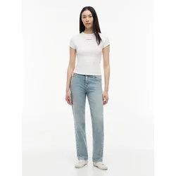 Tommy Jeans Majica Script Rib DW0DW22809 Kremna Slim Fit