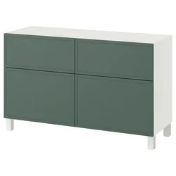 BESTA Komb.odlaganje s vratima/fiokama, Krukmakare tamnosiva-zelena/Stubbarp bela, 120x42x74 cm