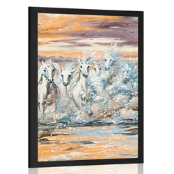 Plakat konji iz vode - 40x60 silver