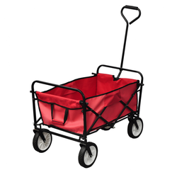 VIDAXL zložljivi ročni voziček / prikolica, rdeč