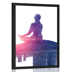 Plakat ženska med meditacijo - 40x60 white