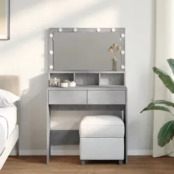 Toaletni stolić s LED svjetlima siva boja betona 80x41x134,5 cm