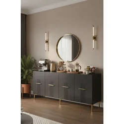 Hanah Home komoda Ida 180, 180 cm, antracit / zlatna