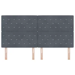 Vidaxl LED vzglavje z LED lučmi Argyle Temno siva 90 cm Žamet