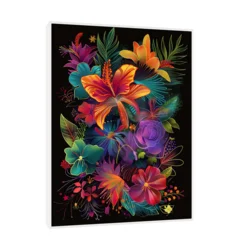 Canvas Slika na platnu Neon cveće, Sa ramom, 90 x 120 cm, Beli