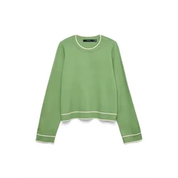 VERO MODA Pulover VMGOLD zelena/bela