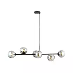 Luster na sajli ROSSI 6xE14/10W/230V crna/siva