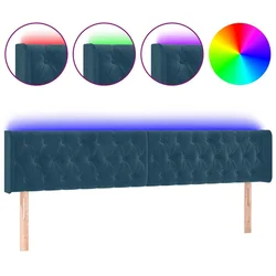 Vidaxl LED posteljno vzglavje temno modro 183x16x78/88 cm žamet