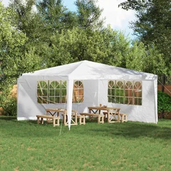Zid šatora za zabavu 2 pcs 400 x 195 cm Bijela PE i čelik