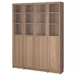 BILLY / OXBERG Komb.biblioteke s panelom/stak.vrat, im. hrastovine, 160x202 cm