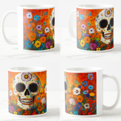 Keramička šolja Lobanje Calaveras, 330ml, Višebojna