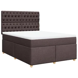 Vidaxl Box spring postelja z vzmetnico temno rjav 140x190 cm blago
