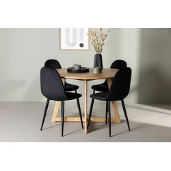 Venture Design Jedilna miza in stol komplet Yakidon, miza 120x75 cm, rjava, črna