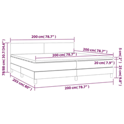 Vidaxl Box spring postelja z vzmetnico LED temno siva 200x200 cm blago