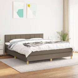 Greatstore Box spring postelja z vzmetnico taupe 160x200 cm blago