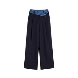 Desigual Hlače z naborki marine/moder denim
