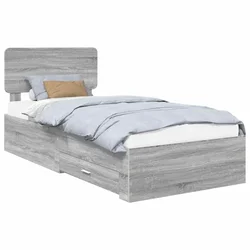 Vidaxl Konstrukcija postelje Siva Sonoma 90 x 190 cm Konstruiran les