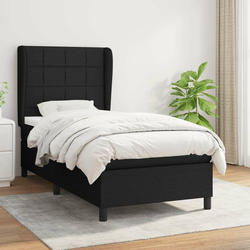 vidaXL Box spring postelja z vzmetnico črna 80x200 cm blago