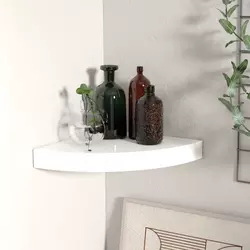 Plutajuća kutna polica visoki sjaj bijela 25x25x3,8 cm MDF