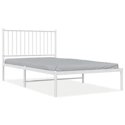 Vidaxl Kovinski posteljni okvir z vzglavjem bel 100x190 cm