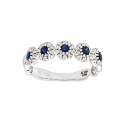DIAMANT LETERNEL Prstan Eternity-Ring aus 375 Weißgold mit Diamant mit Saphir srebrna
