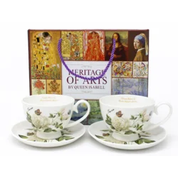 Komplet dveh porcelanastih skodelic Bele vrtnice - Kraljica Izabela 250 ml