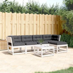 5-dijelni set vrtnih sofa s jastucima bijeli masivna borovina