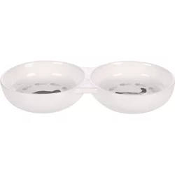 Posoda keramična bela dvojna 2 x 150 ml Flamingo - Mačje posode