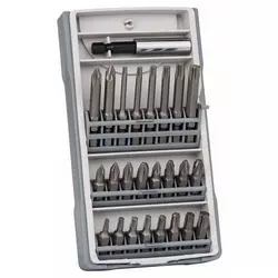 25-delni komplet nastavaka za odvrtače Bosch 2607017037, PH1, PH2 (2 x 25 mm), PH3, PZ1, PZ2 (2 x 25 mm), PZ3, T10, T15, T20 (2 x 25 mm), T25, T27, T30, T40, T10, T15, T20, T25, T30, T40, PH2 (1x49 mm), PZ2 (1 x 49 mm), držač bita