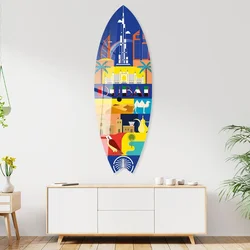 WallXpert dekorativna daska za surf od pleksiglasa Mvsf22L, šarena ilustracija Dubaija sa Burdž Kalifom, 50 x 100 cm