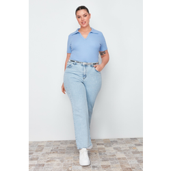 Trendyol Curve Blue Camisole Knitted Plus Size Blouse
