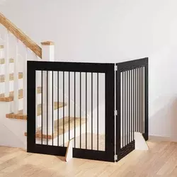 Vrata za pse s postoljem 2 pcs Crni hrast 100 x 100 cm