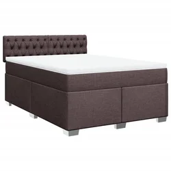 Vidaxl Box spring postelja z vzmetnico temno rjava 160x200 cm blago