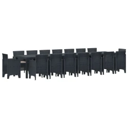Vidaxl Komplet za jedilnico v vrtu 17 pcs Antracit Polt rattan