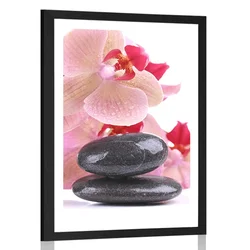 Plakat s paspartujem SPA kamni in orhideja - 20x30 no frame