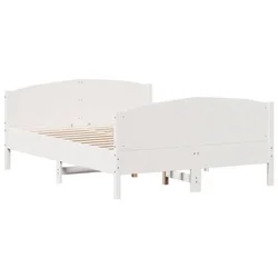 Vidaxl Posteljni okvir brez vzmetnice bel 135x190 cm trdna borovina