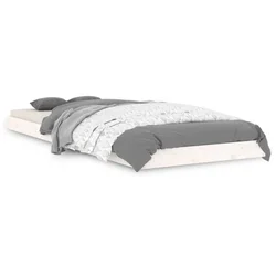 Vidaxl Posteljni okvir bel 75x190 cm trdna borovina