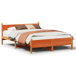 Vidaxl Posteljni okvir brez vzmetnice voščeno rjav 135x190 cm borovina