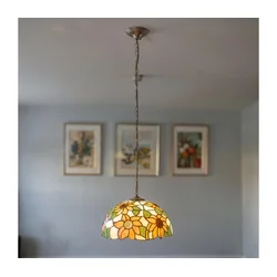 Brilagi - Tiffany vitražni luster na lancu SUNFLOWER 1xE27/60W/230V prečnik 40 cm