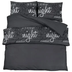 Set posteljine za poplun crna 260 x 240 cm pamučni