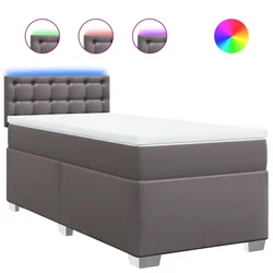 Vidaxl Box spring postelja z vzmetnico siva 100x200 cm umetno usnje