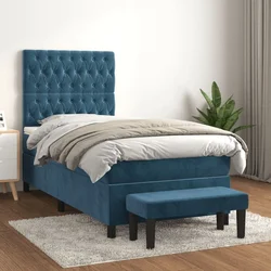 shumee Box spring postelja z vzmetnico temno modra 100x200 cm žamet