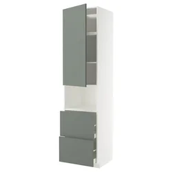 METOD / MAXIMERA Vis.elem.mikrotal. s vratima/2fioke, bela/Nickebo mat sivozelena, 60x60x240 cm