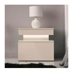 Noćni ormarić sa LED osvetljenjem GLOSSA 51x55 cm bež