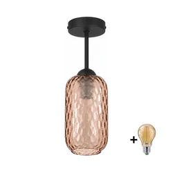 BRILAGI - LED plafonski luster R GLASS 1xE27/60W/230V pr. 14 cm crna/zadimljena braon