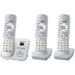 Panasonic Brezžični analogni telefon Panasonic KX-TG6823 Trio telefonski odzivnik, srebrne, sive barve