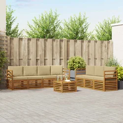 Setovi sofa s jastukom 8 pcs Prirodna i bež Čvrsto drvo akacije