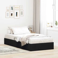 Otomanski krevet s pohranom Crna 100 x 200 cm Baršun