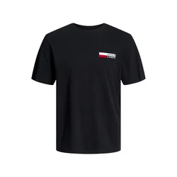 JACK & JONES Majica brusnica/črna/bela