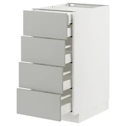 METOD / MAXIMERA Pod.elem.4fronta/2donj/3sred.fioke, bela/Havstorp svetlosiva, 40x60 cm
